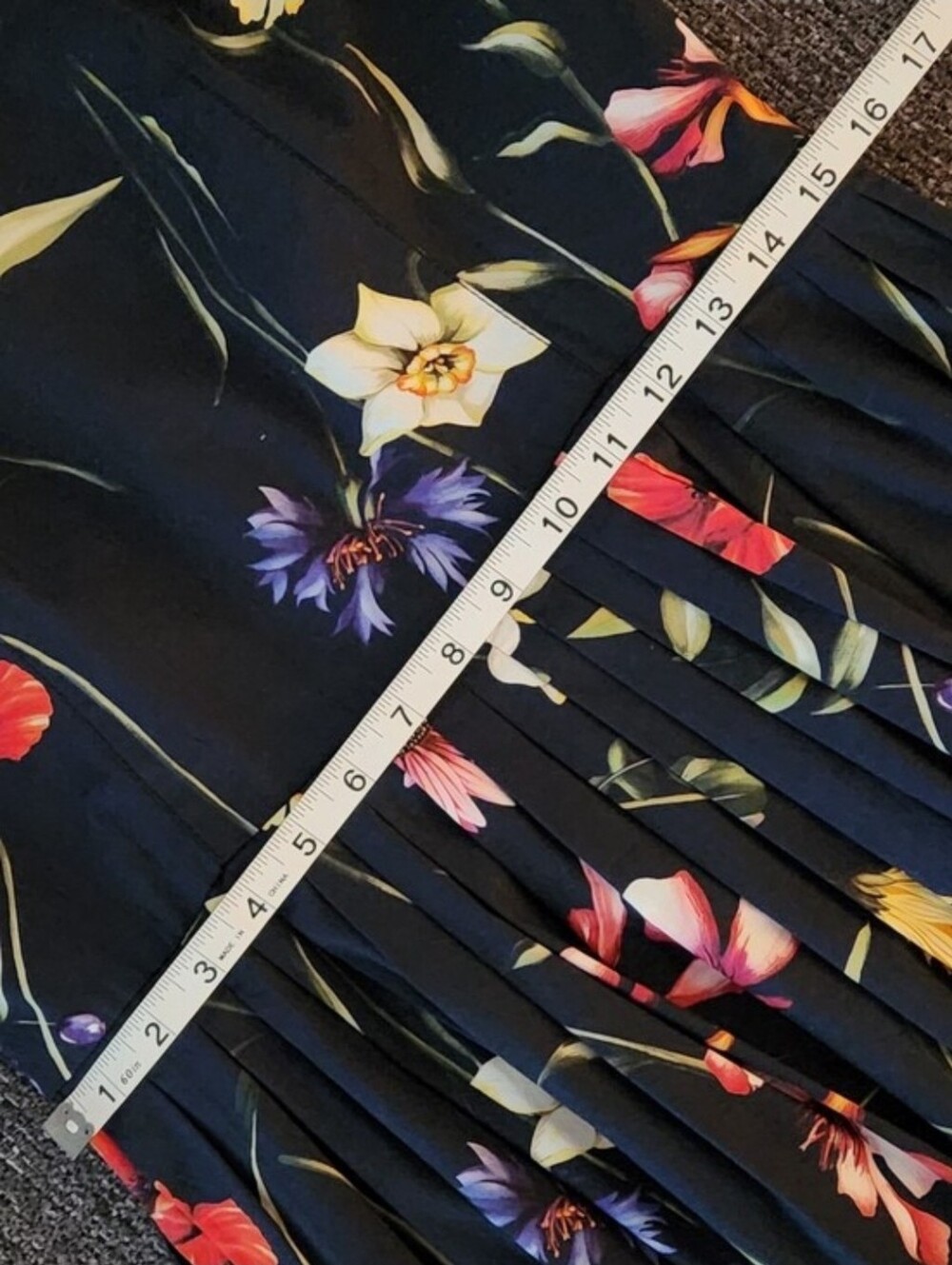 💐Oscar de la Renta💐 - Navy/Multi Floral Sleeveless A-Line Midi Dress - Picture 11 of 16